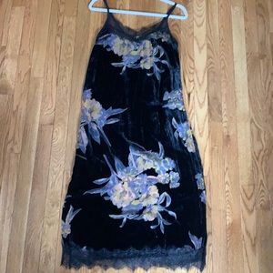 Velvet floral slip dress
